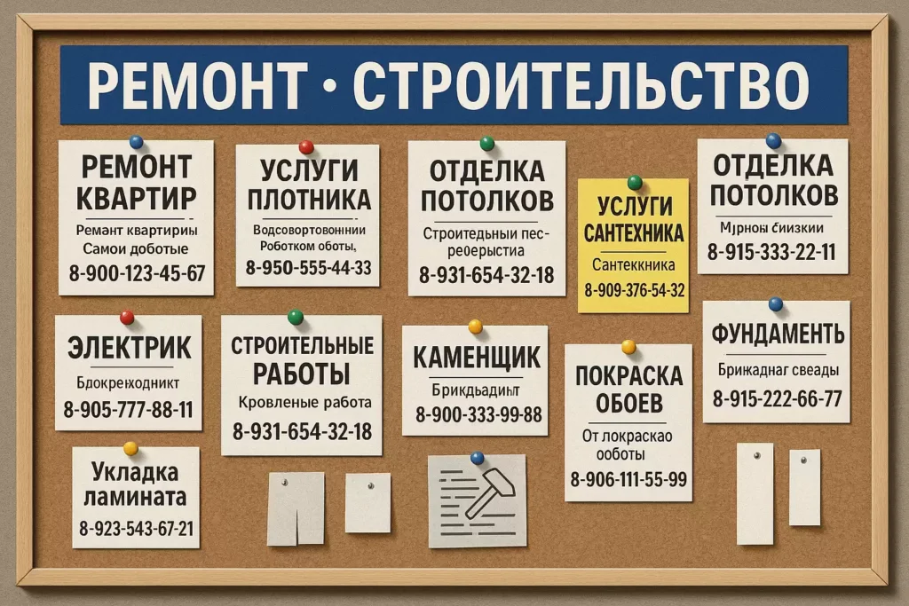 Доска объявлений по ремонту и строительству